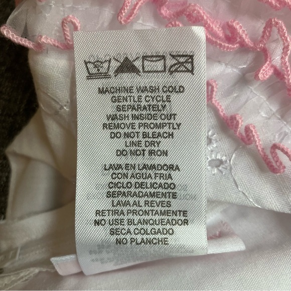 NWT Bonnie Baby 2pc White Eyelet Dress & Bloomer Set Pink Ruffle - Picture 7 of 11